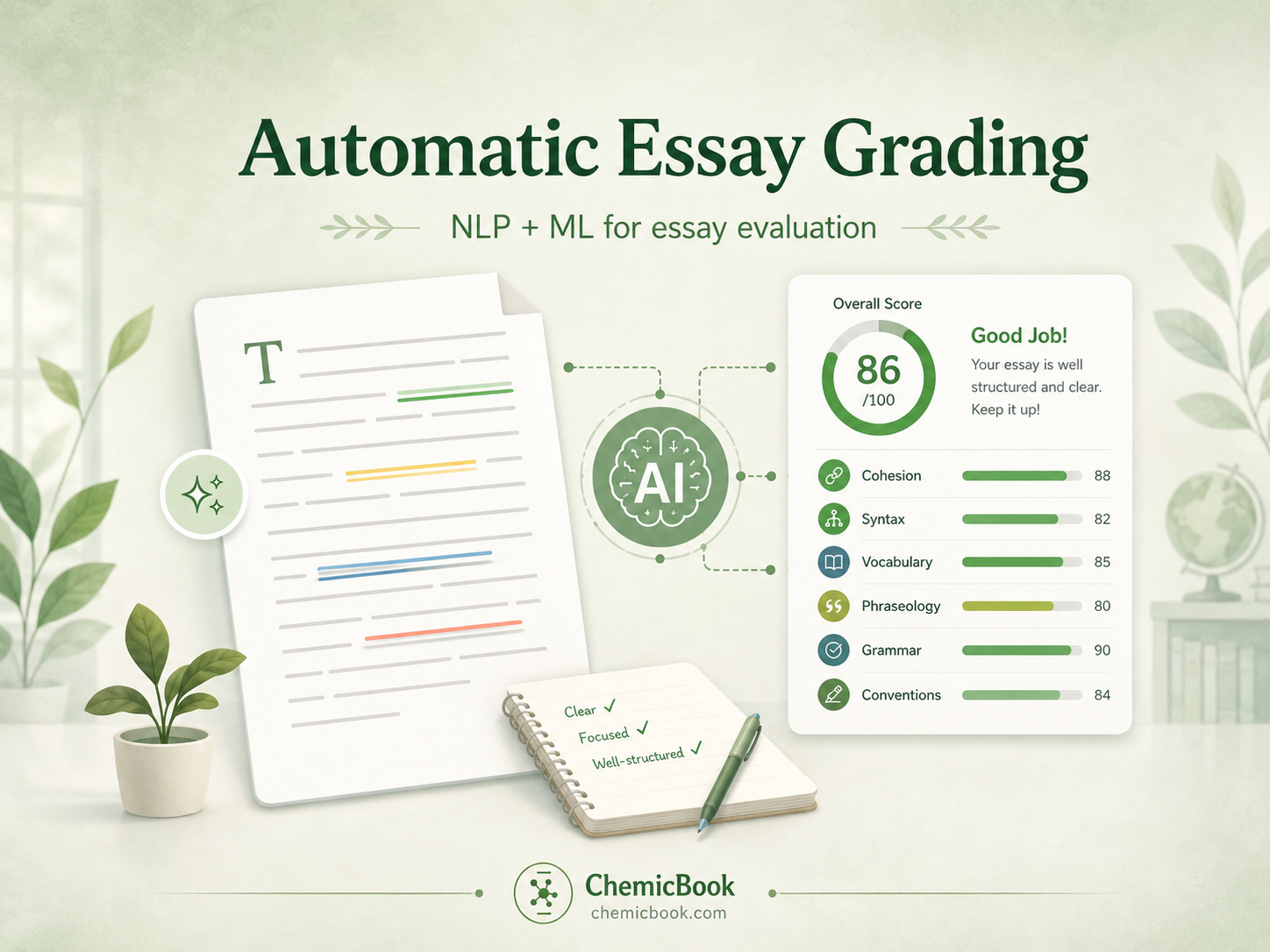 Automatic essay evaluation result screen